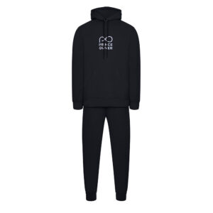 Μαύρο Hoodie Σετ Φόρμας Prince Oliver με Contrast Logo Relax Fit Ανδρικές Φόρμες και Φούτερ