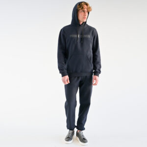 Μπλε Σκούρο Hoodie Σετ Φόρμας Prince Oliver με Tonal Logo in Relax Fit Ανδρικές Φόρμες και Φούτερ