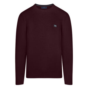 Μπορντό Premium Μπλούζα Prince Oliver με Structured-Knit Πλέξη in Cotton Modern Fit Ανδρικές Μπλούζες και Πουλόβερ