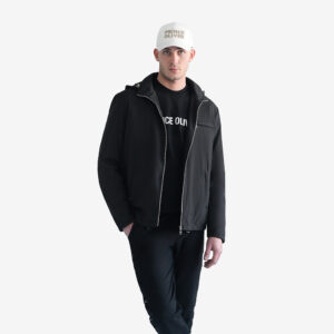 Μαύρο Prince Oliver Water Repellent Jacket & Αποσπώμενη Κουκούλα (Modern Fit) Ανδρικά Μπουφάν