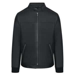 Μαύρο Racer Jacket Prince Oliver in Sheep Nappa Leather Modern Fit Ανδρικά Δερμάτινα Μπουφάν