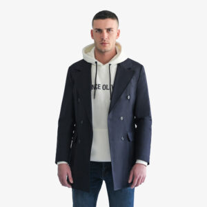 Μπλε Σκούρα Winter Technical Fabric Καμπαρντίνα Prince Oliver Modern Fit Ανδρικά Πανοφόρια