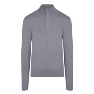 Γκρι Zip-Neck Πλεκτή Μπλούζα Prince Oliver Modern Fit Ανδρικές Μπλούζες και Πουλόβερ