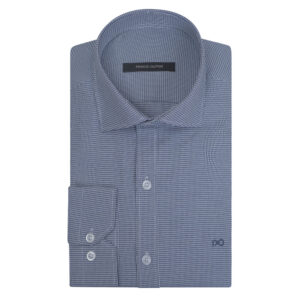 Λευκό Πουκάμισο με Μπλε Μικροσχέδιο Prince Oliver Modern Fit Ανδρικά Πουκάμισα