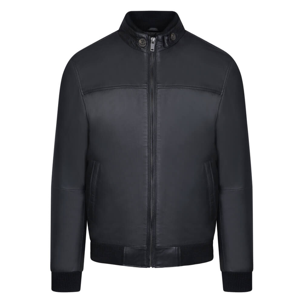 Μαύρο Bomber Jacket Prince Oliver in Sheep Nappa Leather Modern Fit Ανδρικά Δερμάτινα Μπουφάν Μαύρο Bomber Jacket Prince Oliver in Sheep Nappa Leather Modern Fit Ανδρικά Δερμάτινα Μπουφάν