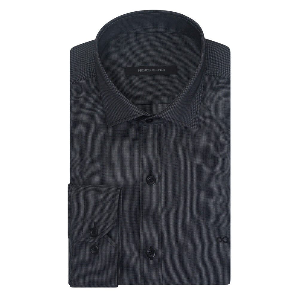 Γκρι Σκούρο Πουκάμισο Prince Oliver με Embroidered Logo Modern Fit offers Γκρι Σκούρο Πουκάμισο Prince Oliver με Embroidered Logo Modern Fit offers