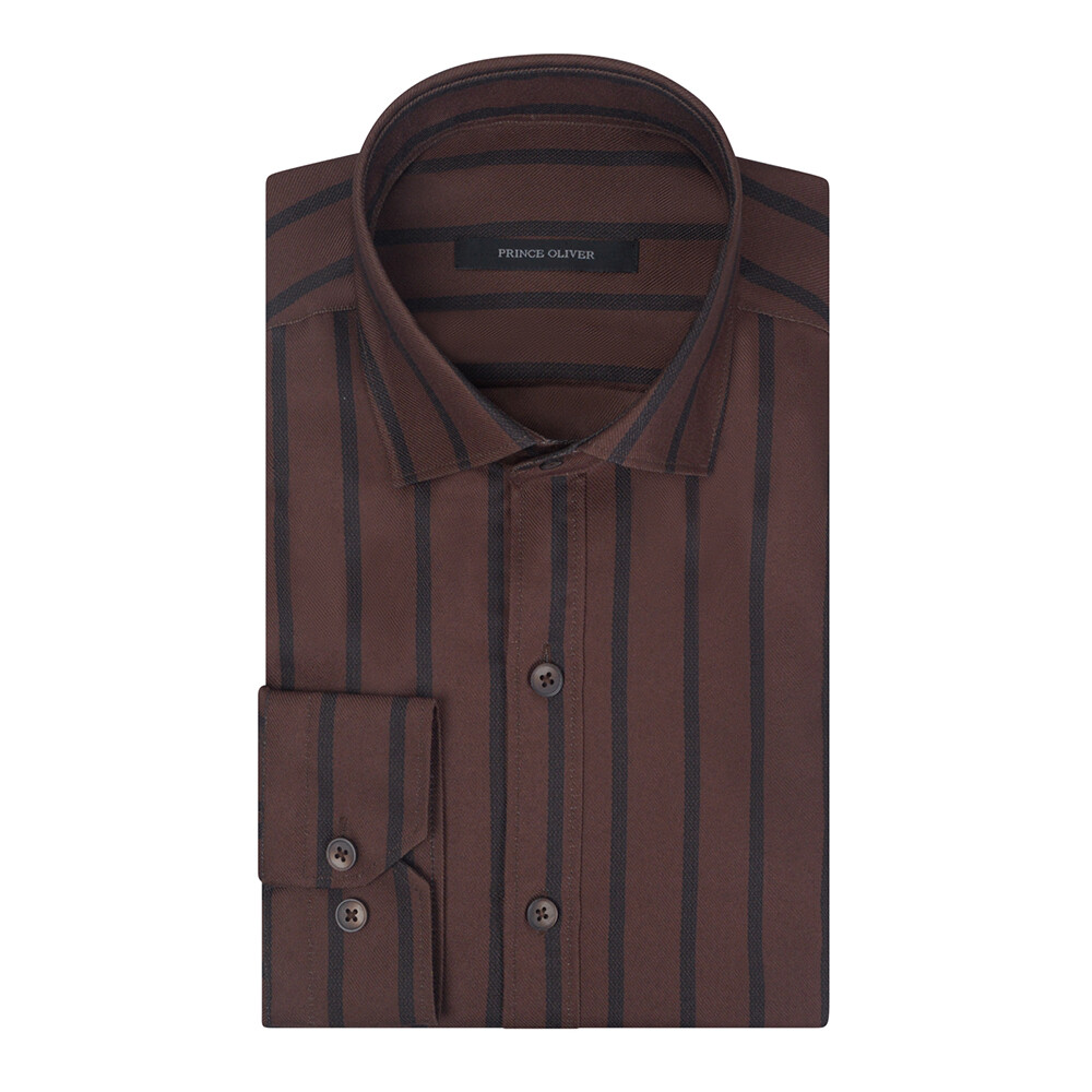 Καφέ Ριγέ Πουκάμισο Prince Oliver Modern Fit offers Καφέ Ριγέ Πουκάμισο Prince Oliver Modern Fit offers