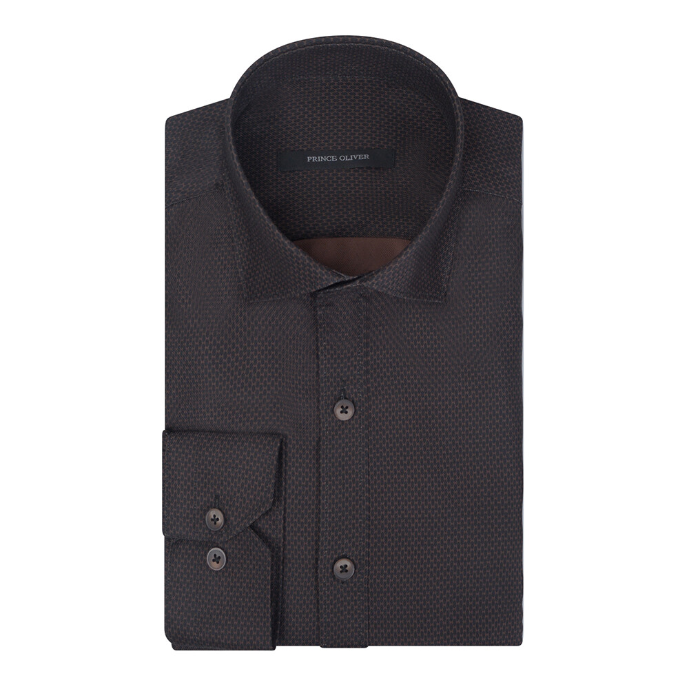 Καφέ Πουκάμισο Prince Oliver με Μικροσχέδιο Modern Fit offers Καφέ Πουκάμισο Prince Oliver με Μικροσχέδιο Modern Fit offers