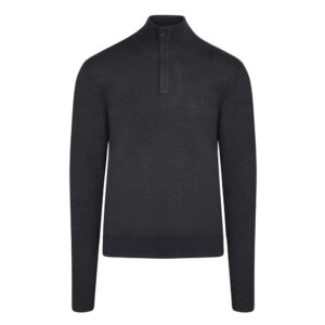 Μαύρη Zip-Neck Πλεκτή Μπλούζα Prince Oliver Modern Fit Ανδρικές Μπλούζες και Πουλόβερ