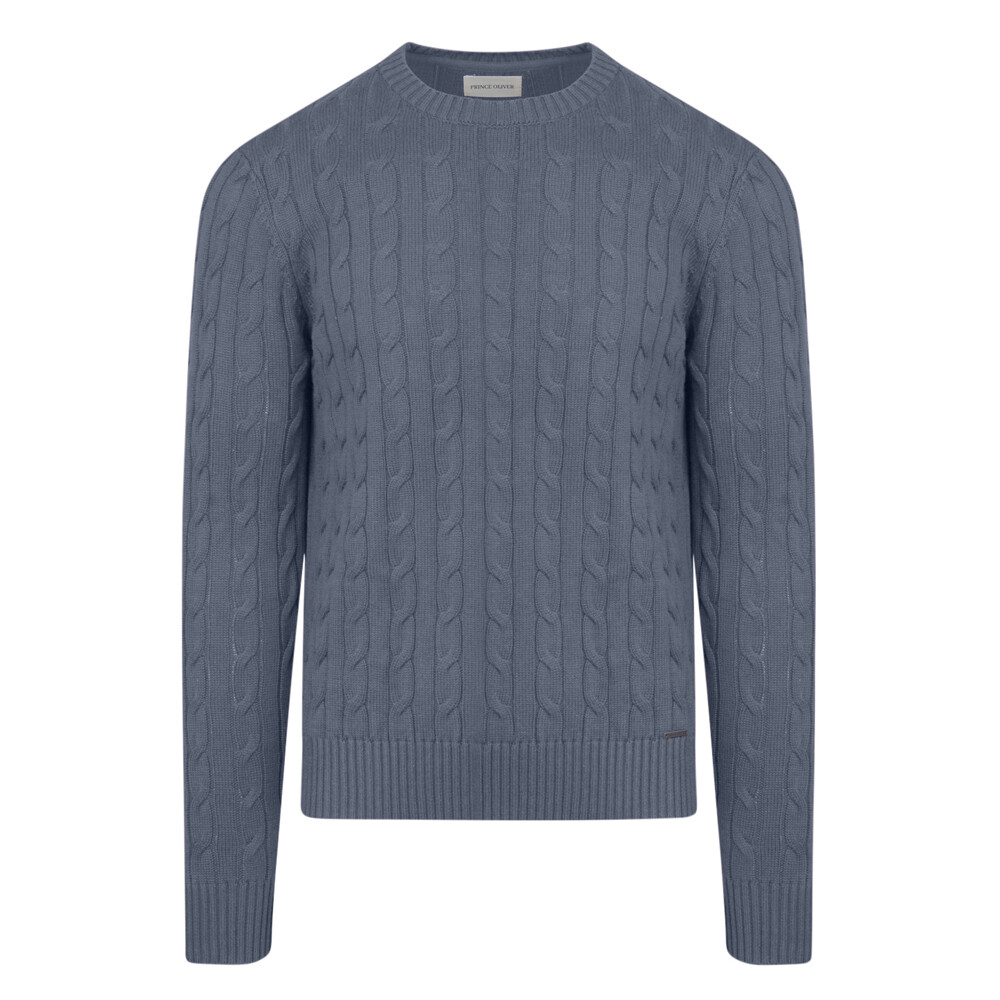 Γκρι Πουλόβερ Prince Oliver με Cable-Knit Πλέξη in Cotton Modern Fit Ανδρικές Μπλούζες και Πουλόβερ Γκρι Πουλόβερ Prince Oliver με Cable-Knit Πλέξη in Cotton Modern Fit Ανδρικές Μπλούζες και Πουλόβερ