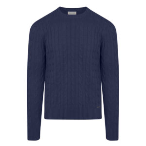 Μπλε Πουλόβερ Prince Oliver με Cable-Knit Πλέξη in Cotton Modern Fit Ανδρικές Μπλούζες και Πουλόβερ Μπλε Πουλόβερ Prince Oliver με Cable-Knit Πλέξη in Cotton Modern Fit Ανδρικές Μπλούζες και Πουλόβερ