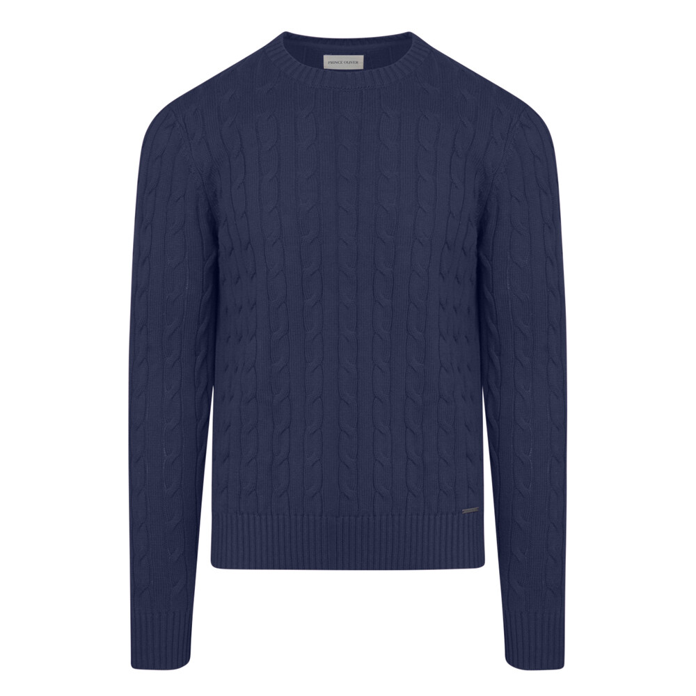 Μπλε Πουλόβερ Prince Oliver με Cable-Knit Πλέξη in Cotton Modern Fit Ανδρικές Μπλούζες και Πουλόβερ Μπλε Πουλόβερ Prince Oliver με Cable-Knit Πλέξη in Cotton Modern Fit Ανδρικές Μπλούζες και Πουλόβερ