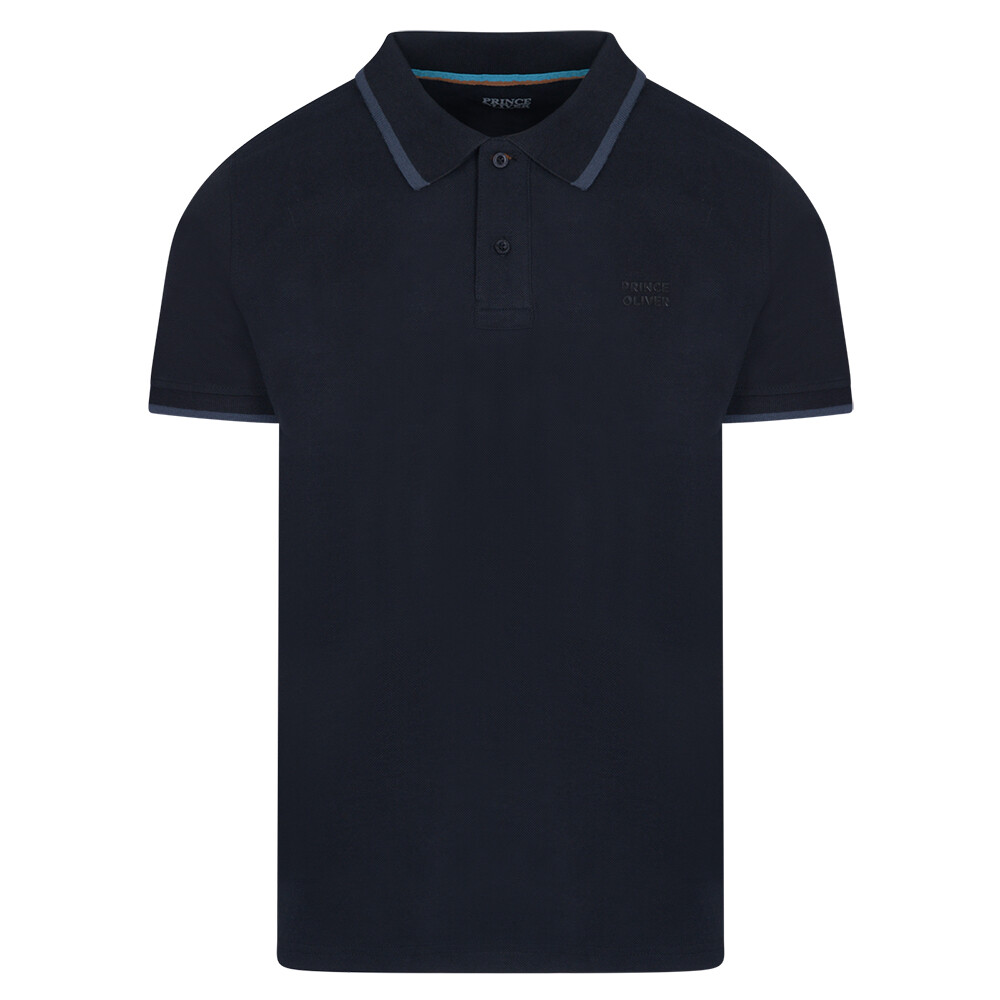 Μαύρο Polo Double Pique Prince Oliver με Stripe Details in Cotton Regular Fit Ανδρικές Μπλούζες Polo Μαύρο Polo Double Pique Prince Oliver με Stripe Details in Cotton Regular Fit Ανδρικές Μπλούζες Polo