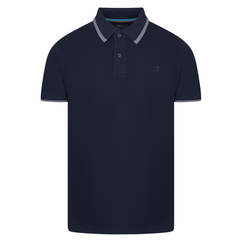 Μπλε Σκούρο Polo Double Pique Prince Oliver με Stripe Details in Cotton Regular Fit Ανδρικές Μπλούζες Polo Μπλε Σκούρο Polo Double Pique Prince Oliver με Stripe Details in Cotton Regular Fit Ανδρικές Μπλούζες Polo