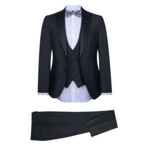Μαύρο Prince Oliver Tuxedo με Shawl Σατέν Πέτο (Modern Fit) Ανδρικά Κοστούμια