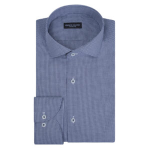Μπλε Πουκάμισο Prince Oliver in Checked Cotton Modern Fit Ανδρικά Πουκάμισα